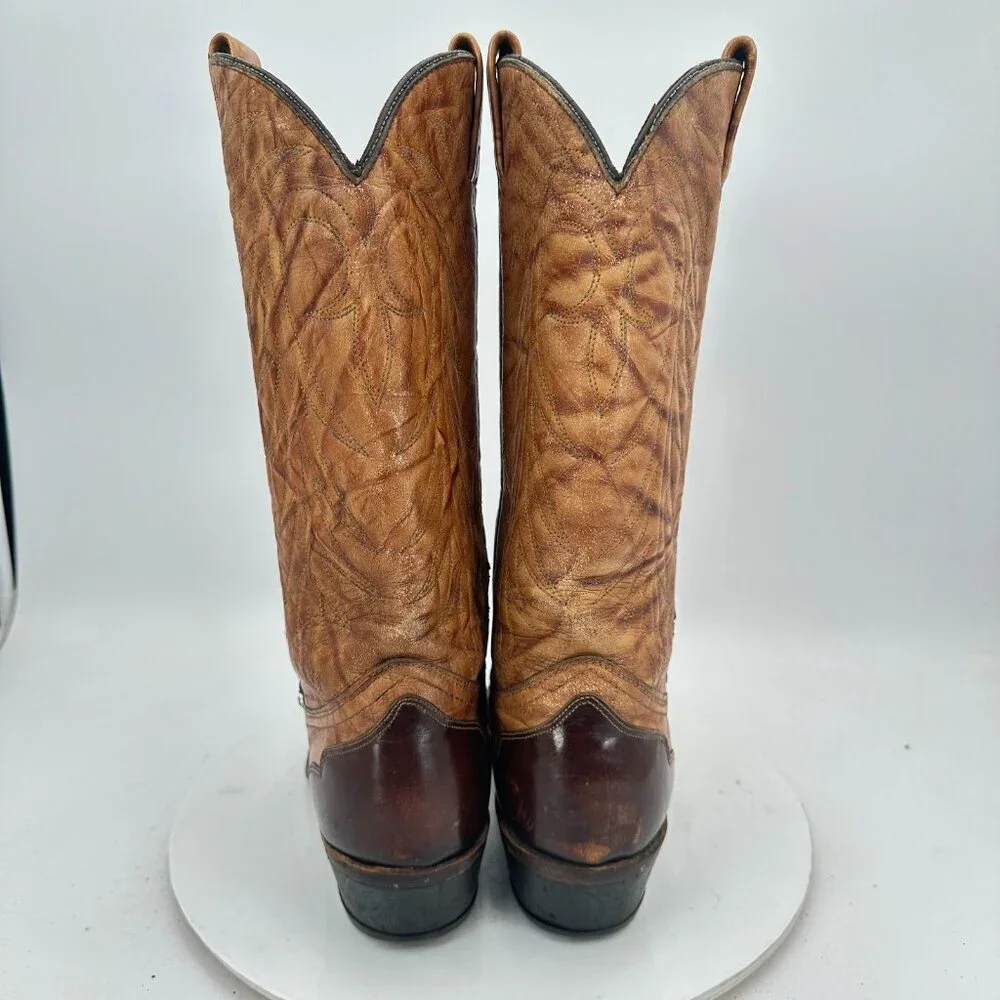 Texas Imperial Men Size 8.5D M 81 Brown Tan Leather Pull On Cowboy Western Boot